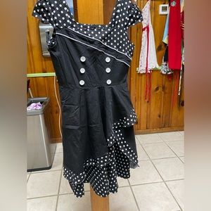 Black with polka dot trim dress. XL.